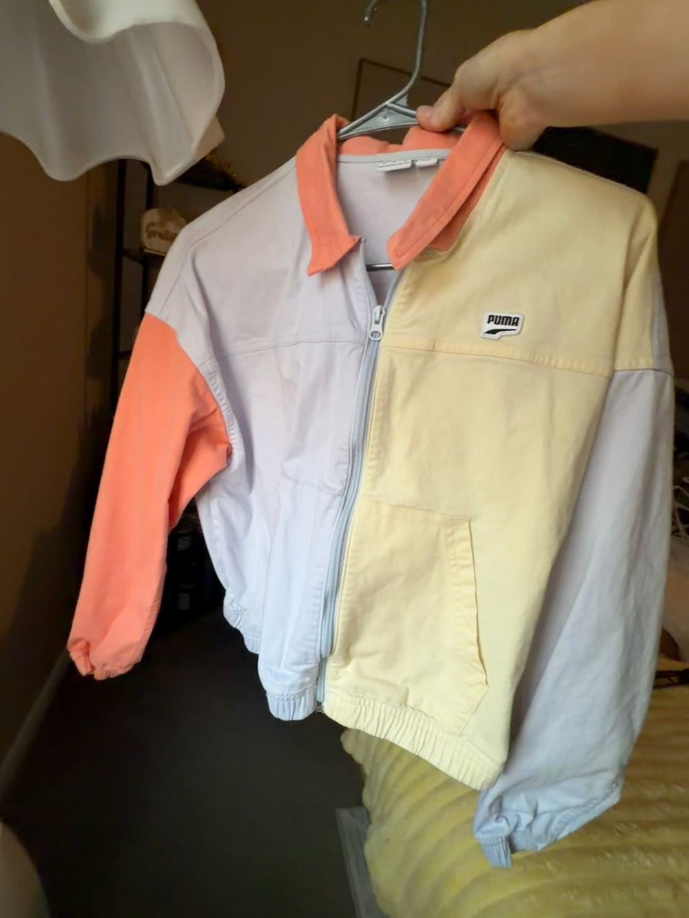 Puma Pastel Colorblock Bomber Jacket - Peach, Yellow & Lavender